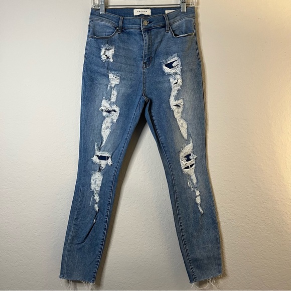 PAC SUN HighRise Distressed light wash Ankle Jegging Jeans Pants Size 28 - Picture 7 of 9